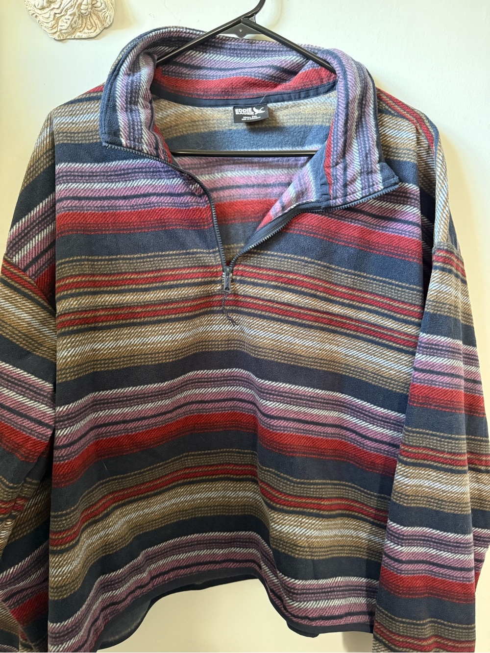 Eddie Bauer Men's Striped Half-Zip Pullover - Multi Red/Navy